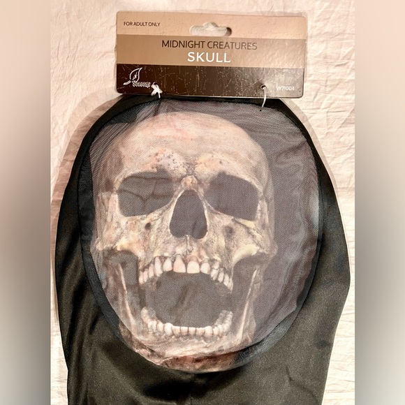 🎃SEASONS INC midnight creatures skull hooded mesh mask size ADULT - Picture 4 of 8